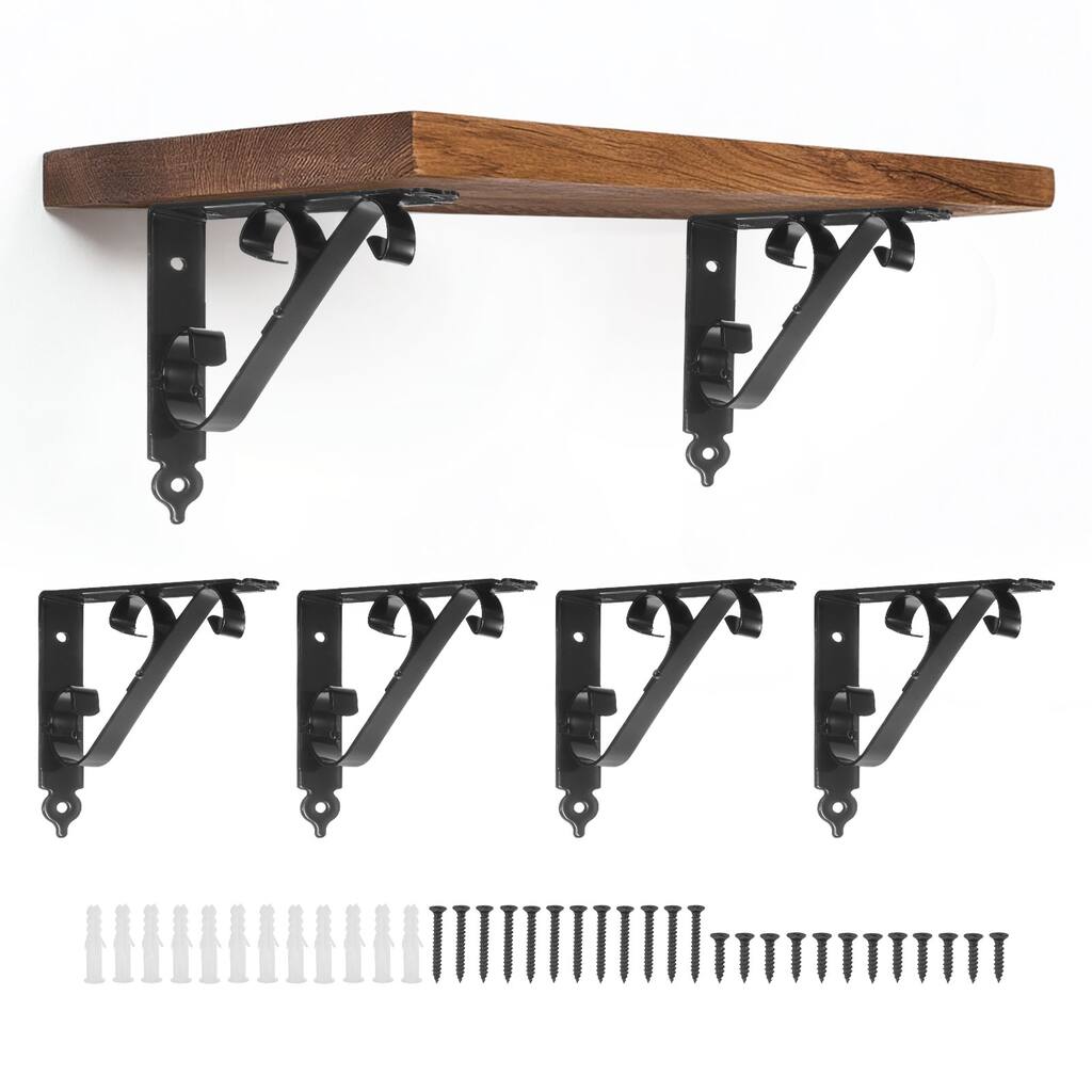 6 Pcs Decorative Shelf Brackets, 250mm/10 Inch Floating Shelf Brackets