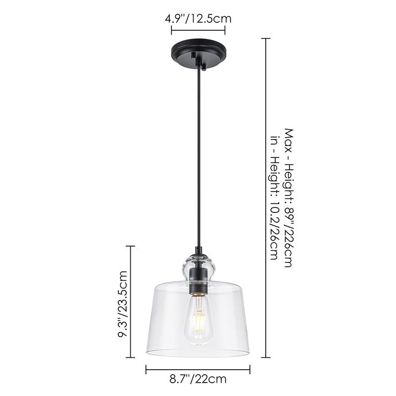 8.7" 1-Light Modern Mini Chrome/Gold/Matte Black Clear Glass Pendant Light for Kitchen Island Dining Room