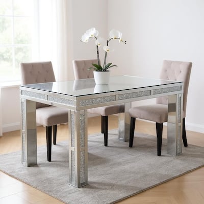 HomeRoots 31" Silver Wood Dining Table - 31.49 in. x 29.29 in. x 29.29 in.