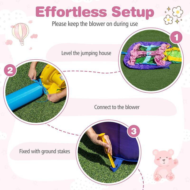 Costway Inflatable Bouncy Castle with Jumping Area Slide & Basketball - As Shown in the Picture