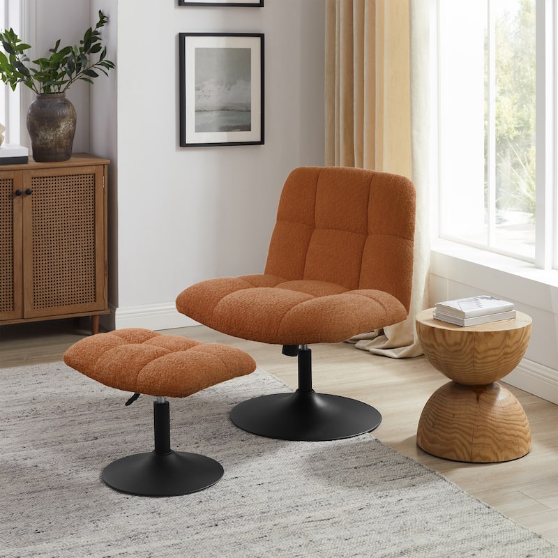 Art Leon Fabric Swivel Accent Chair with Ottoman