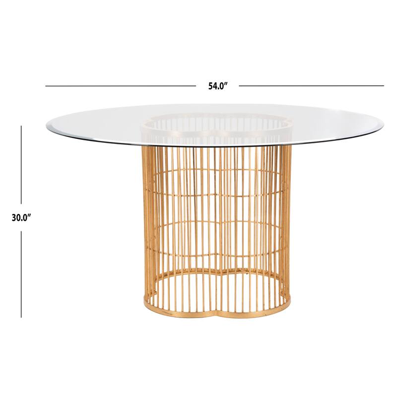 SAFAVIEH Couture Noore 54-inch Gold Leaf Glass Dining Table - 54"W x 54"D x 30"H