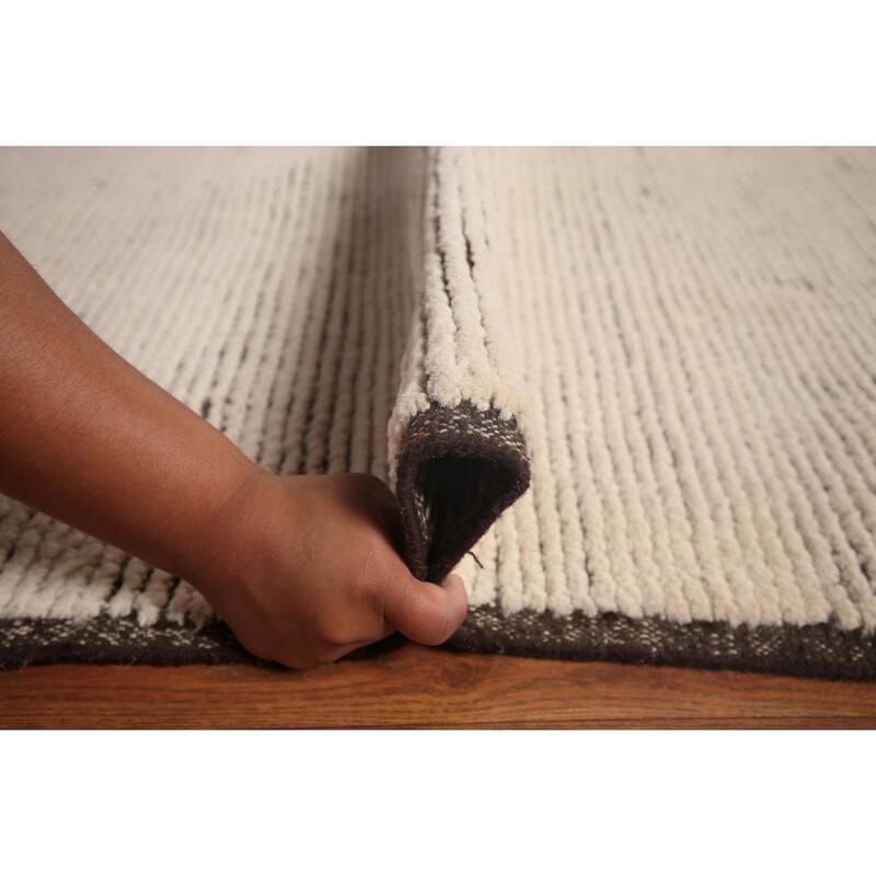 Ivory Moroccan Oriental Large Area Rug Hand-Knotted Wool Carpet - 12'0"x 18'7"