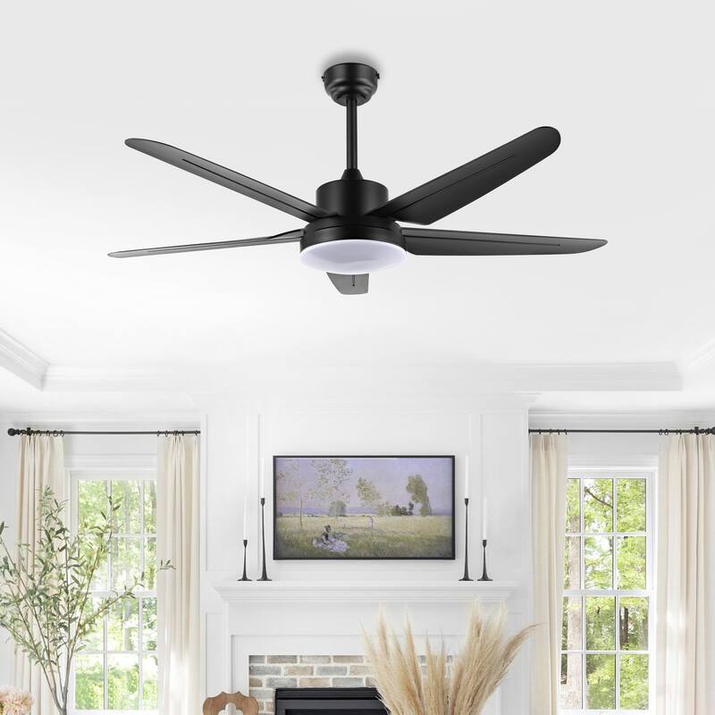 SAFAVIEH Lighting Gospava Led Ceiling Fan - 52 In. W x 52 In. D x 44912 In. H - Black - 52Wx52Dx22H