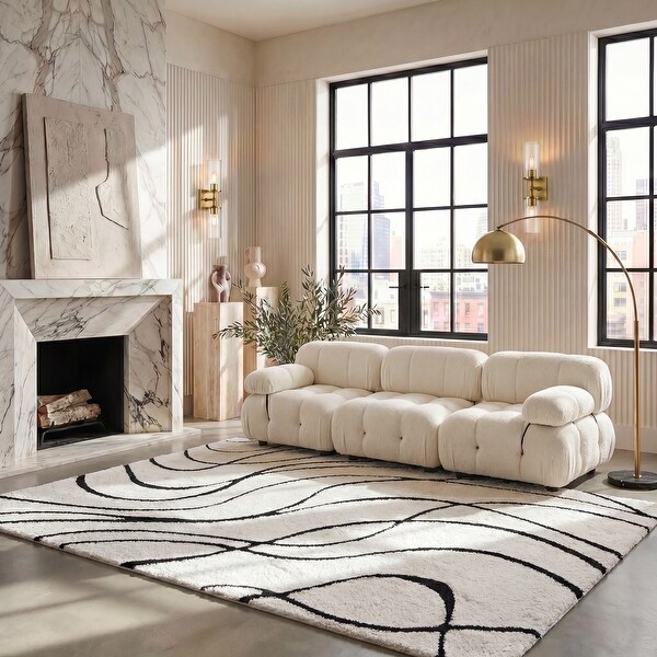 SAFAVIEH Florida Shag Staka Abstract Waves 1.2-inch Area Rug - Bed