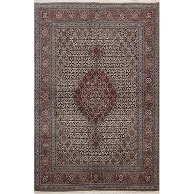 Wool/ Silk Vegetable Dye Tabriz Mahi Persian Area Rug Handmade Carpet - 5'0" x 6'9"