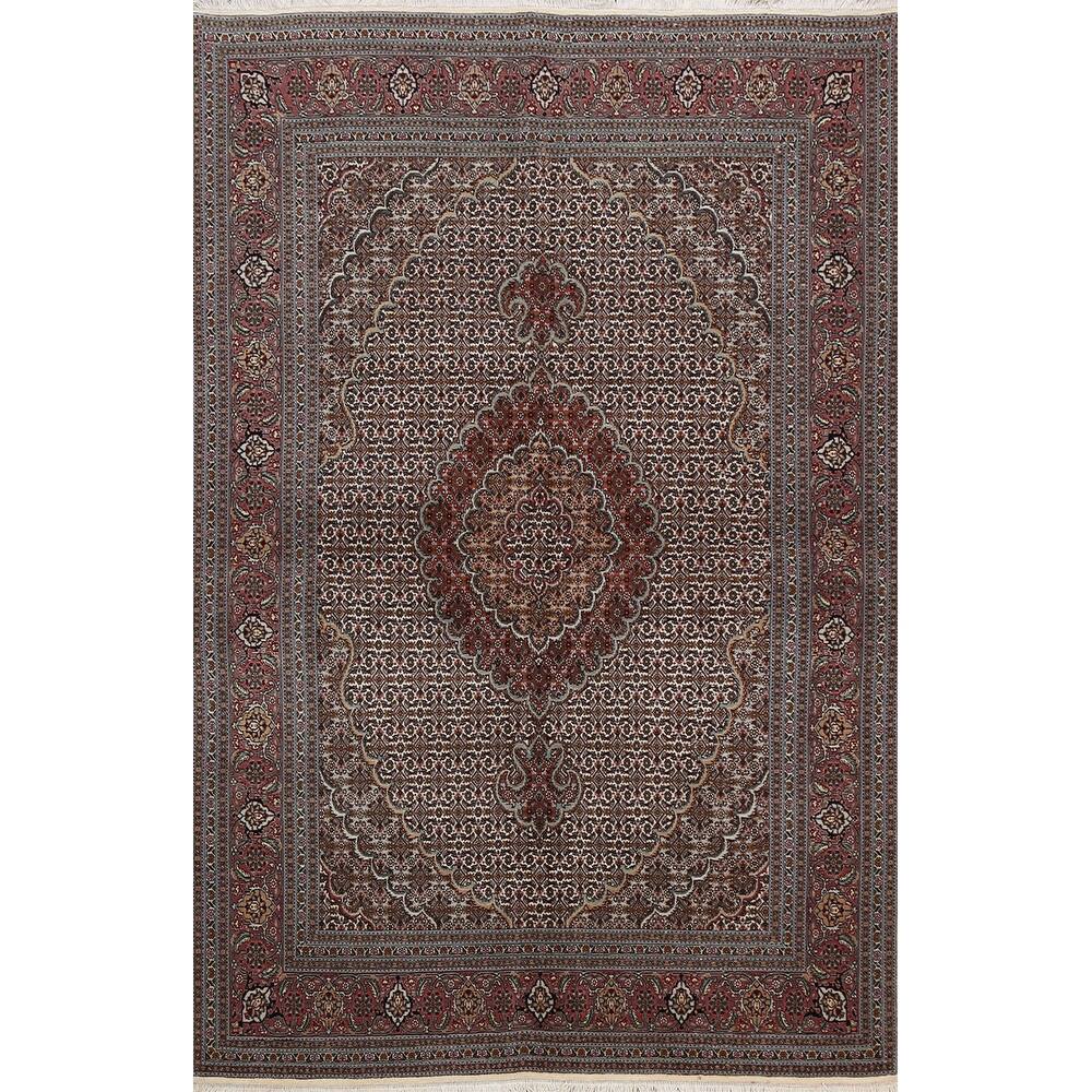 Wool/ Silk Vegetable Dye Tabriz Mahi Persian Area Rug Handmade Carpet - 5'0" x 6'9"