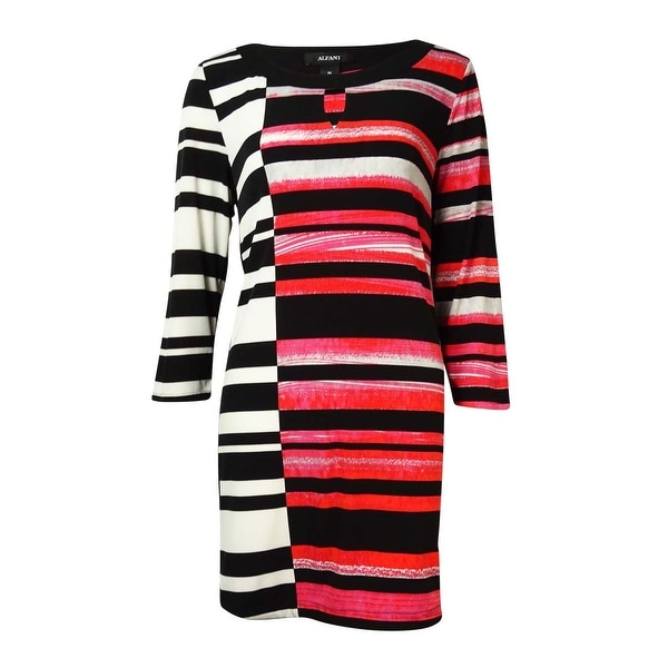 Alfani Women S Asymmetrical Keyhole Jersey Dress Striped Landscape