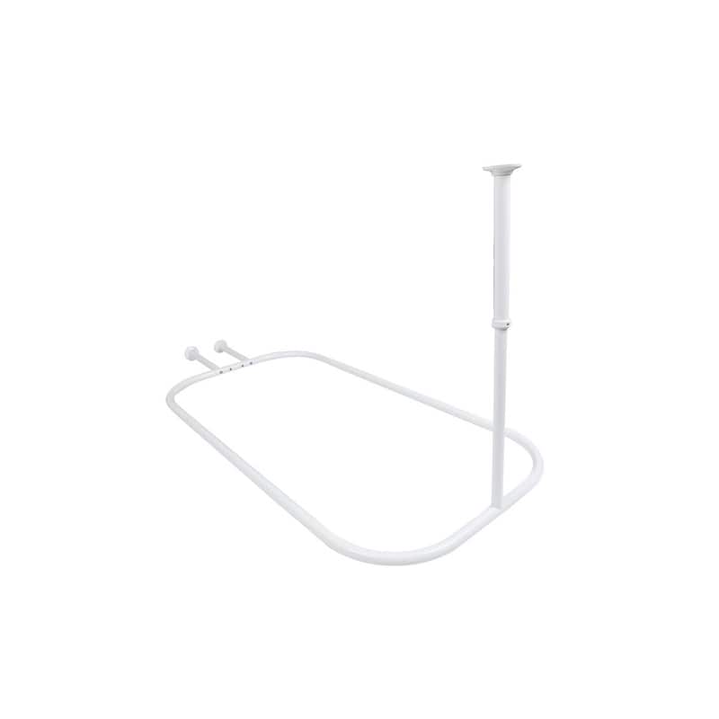 Utopia Alley Rustproof Aluminum Hoop Shower Rod 45.7x22", with White Shower Curtain 180x70"