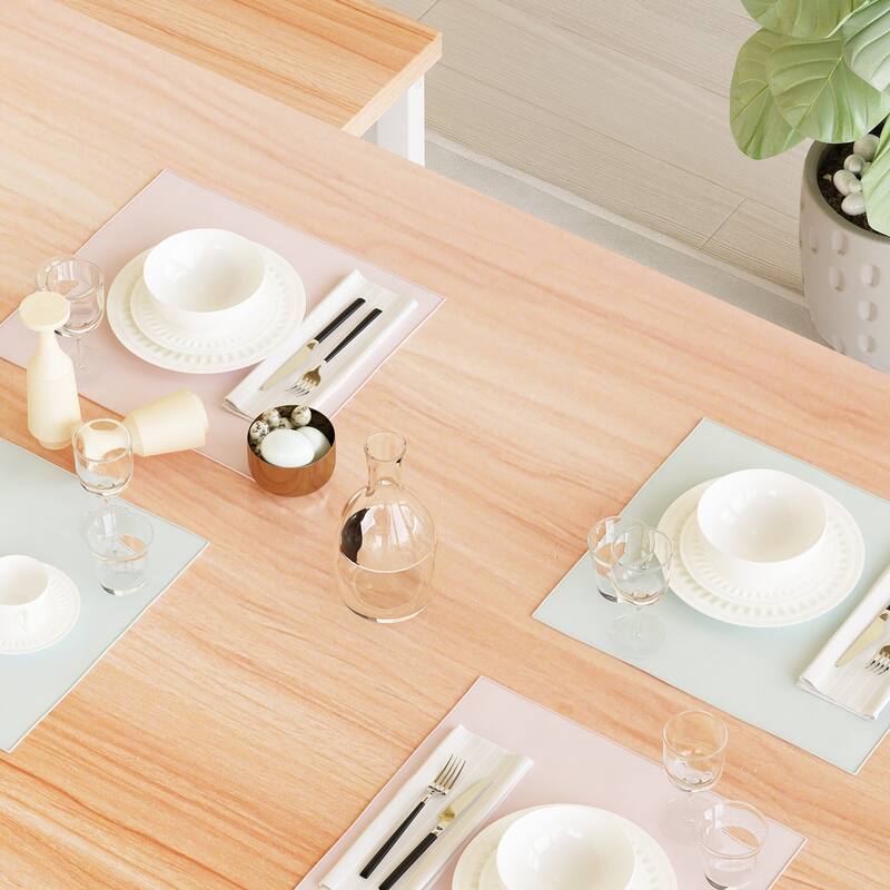 Dining Table Set with Two Benches, Kitchen Table Set for 4 Persons