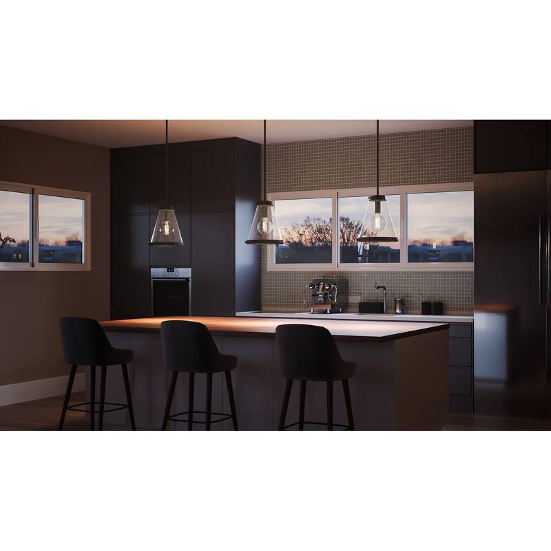 Quoizel Bristol 1-Light Industrial Mini Pendant with Seeded Glass
