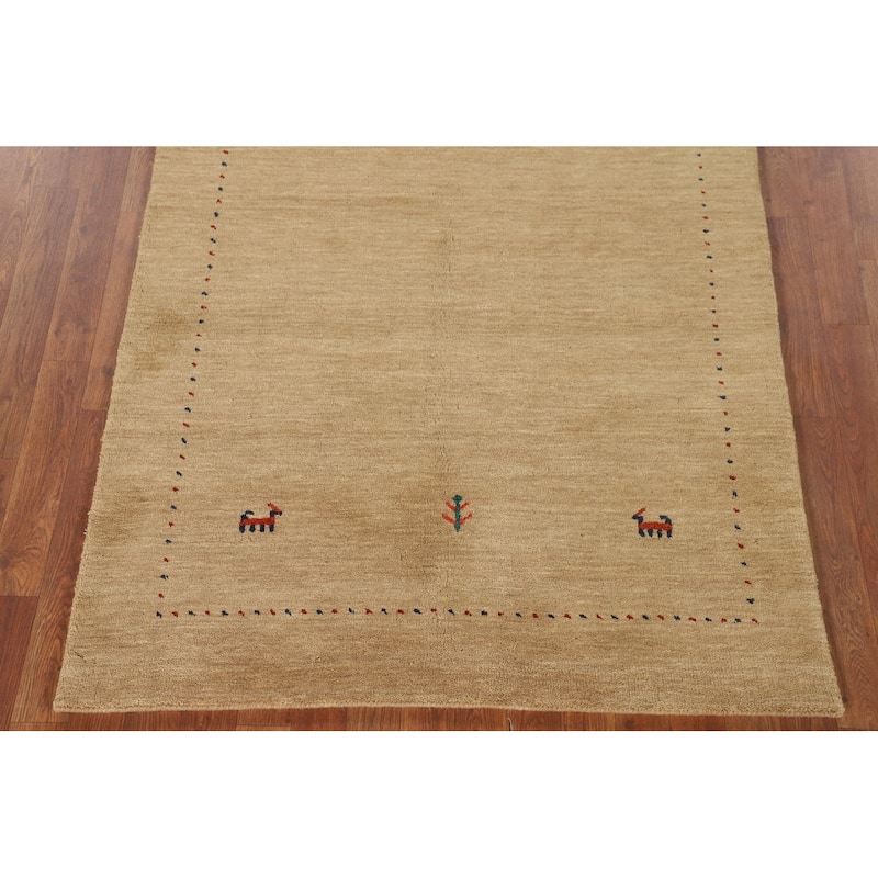Tribal Gabbeh Area Rug Handmade Oriental Wool Carpet - 3'11"x 5'10"