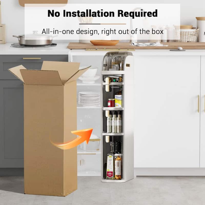 Bathroom Storage Cabinet with Wheels - 3-Tier Slim Narrow Organizer for Small Spaces, Transparent Drawers