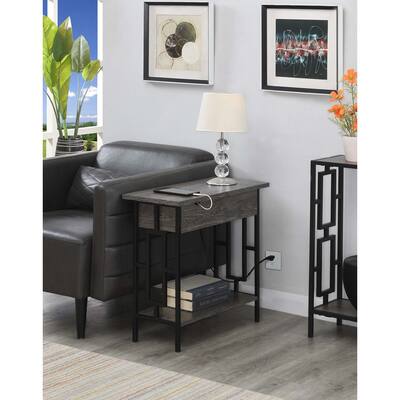 Convenience Concepts Town Square Flip Top End Table with Charging Station and Shelf