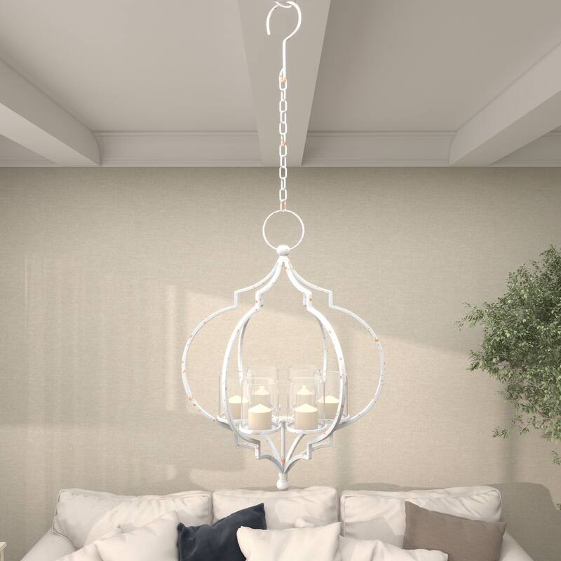 Elegant Decorative Metal Hanging Candelabra - Black or White