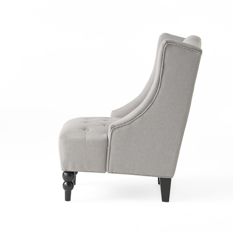 Contemporary Design Upholstered Wingback Chair, Hi-back Club Chair with Wood Legs