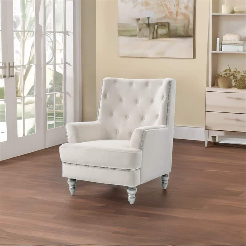 Accent Chair with Tufted Back - Ivory