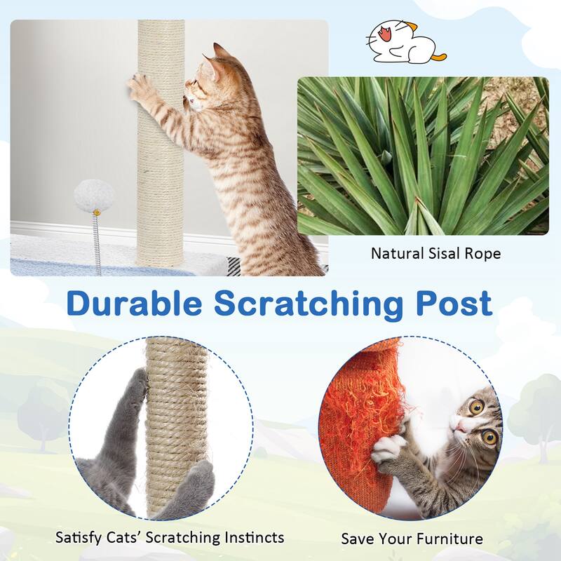 Petsite Ocean-themed Cat Tree with Sisal Covered Scratching Posts - See Details