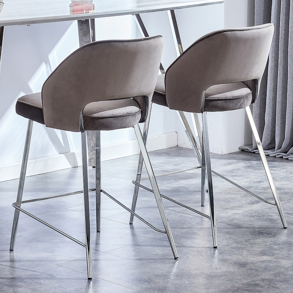 2PCS Bar Chair.Dining Chair.Bar Stool with Durable Electroplated Metal Legs