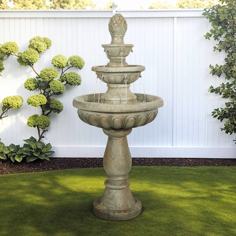 42.5" H Traditional Outdoor Water Fountain with Pineapple Finial