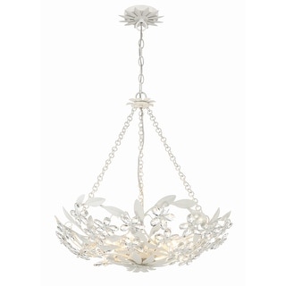 Marselle 6 Light Matte White Chandelier - 24"W x 6"H x 24"D