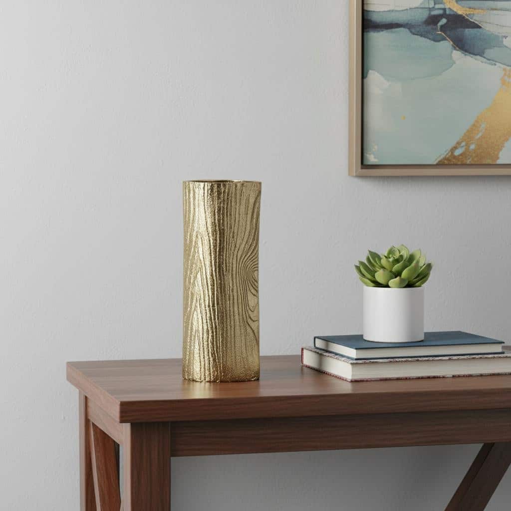 15" Gold Oval Aluminum Table Vase - 7.70