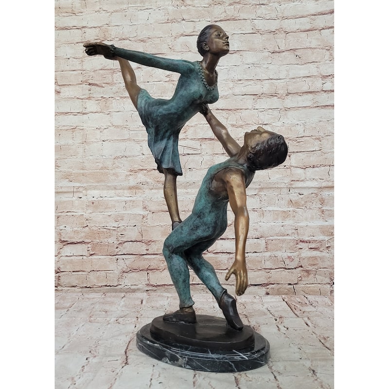 Pas De Deux Elegant Ballet Dancers Bronze Sculpture On Marble Base