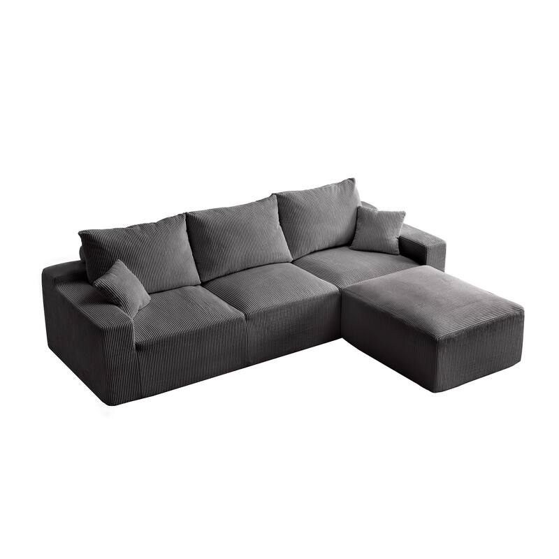 GDFStudio - Olivia Morgan Ultra-Soft Modular 110-Inch L-Shaped Cloud Sofa With No-Assembly, Full-Compression Comfort