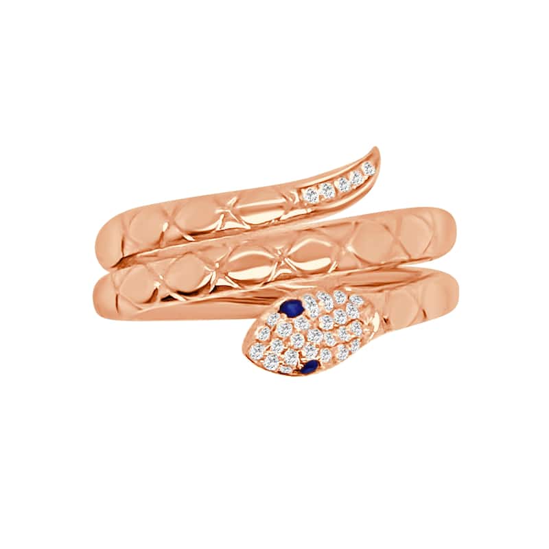 Auriya 14k Gold Diamond and Sapphire Snake Wrap Ring 0.10 ct. tw. (F-G, VS)