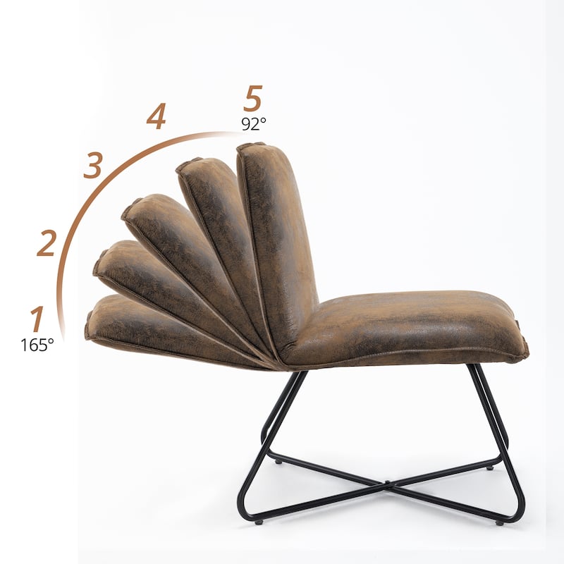 LUE BONA Mid Century Faux Leather Accent Chair With Adjustable Backrest - 31.5'' H X 22.2'' W X 23.6'' D