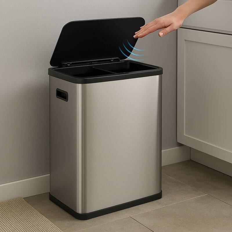 60L (30x2) Dual Compartment Touchless Sensor Recycling Bin