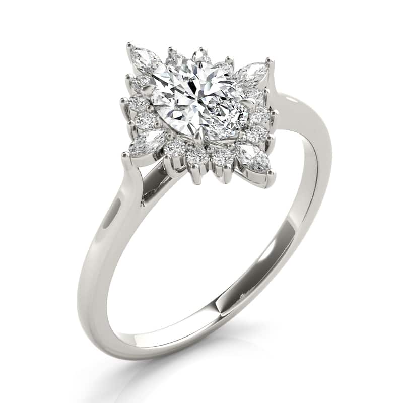 Auriya 14k White Gold Lab Grown Oval Diamond Halo Engagement Ring 0.50 to 5.00 ct. tw. (F-G VS)