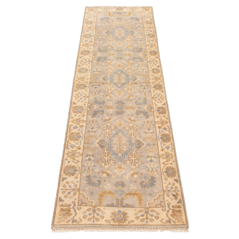 ECARPETGALLERY Hand-knotted Royal Oushak Light Grey Wool Rug - 2'6 x 10'1