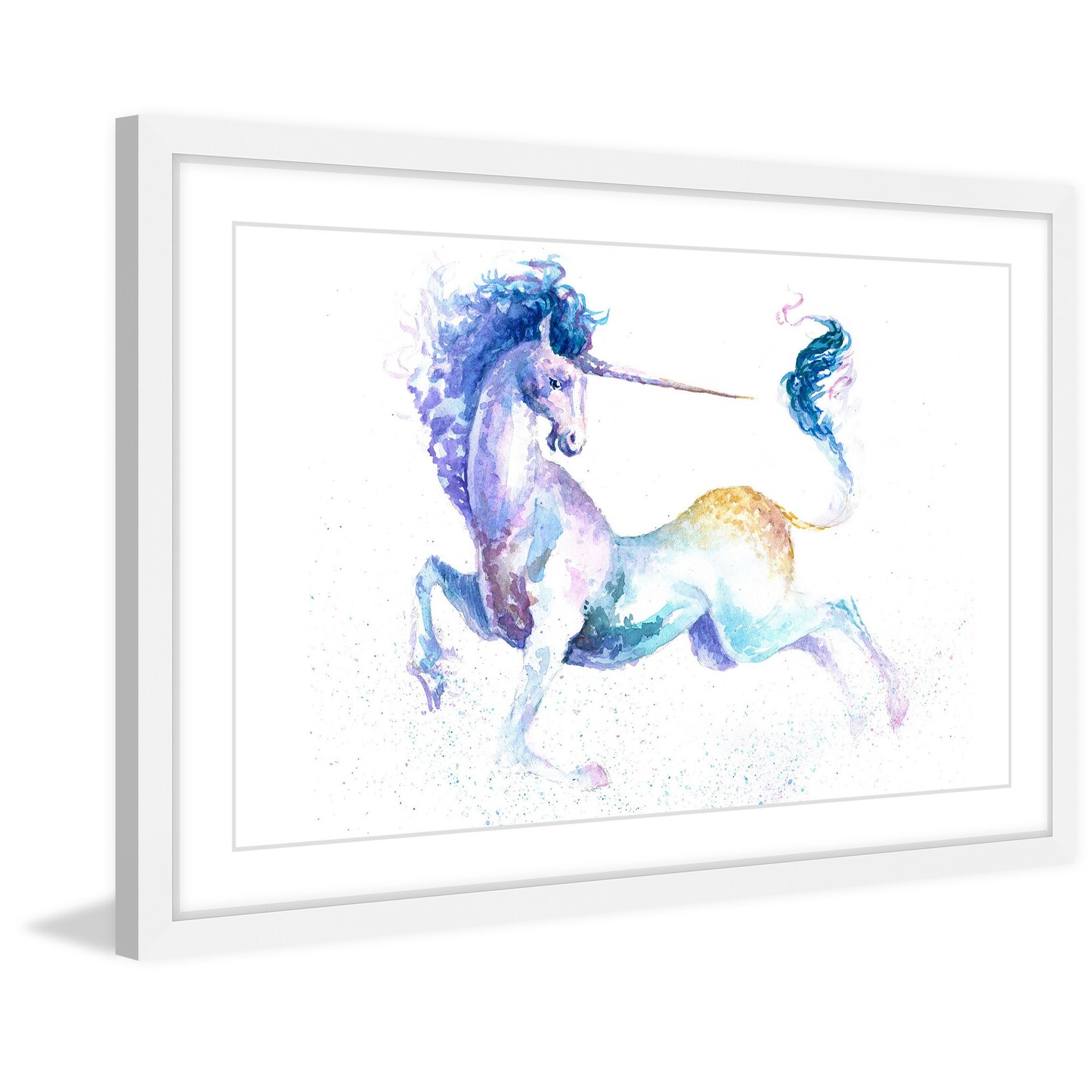 Shop Marmont Hill Mh Julunc 58 Wfp 60 40 X 60 Leaping Unicorn Framed Giclee Painting On Paper Blue Overstock 25666073
