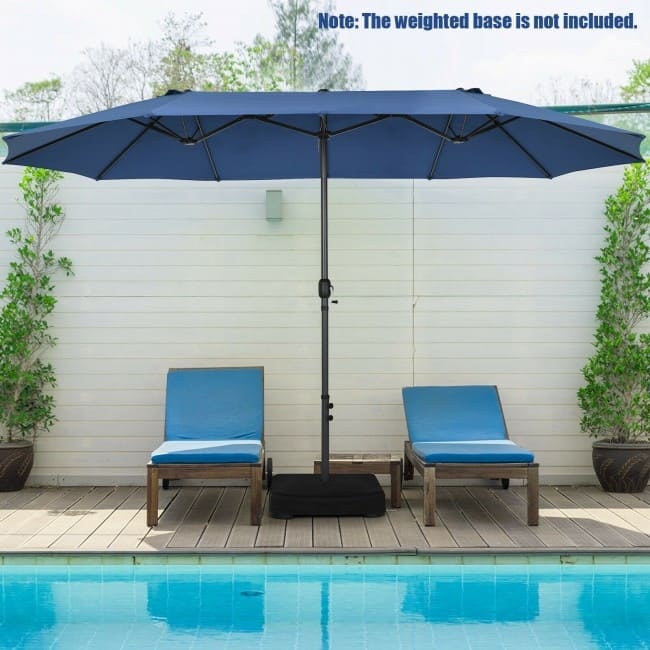 15 Feet Patio Double-Sided Umbrella with Hand-Crank System - 15.4' x 9.2' x 8.0' (LxWxH)
