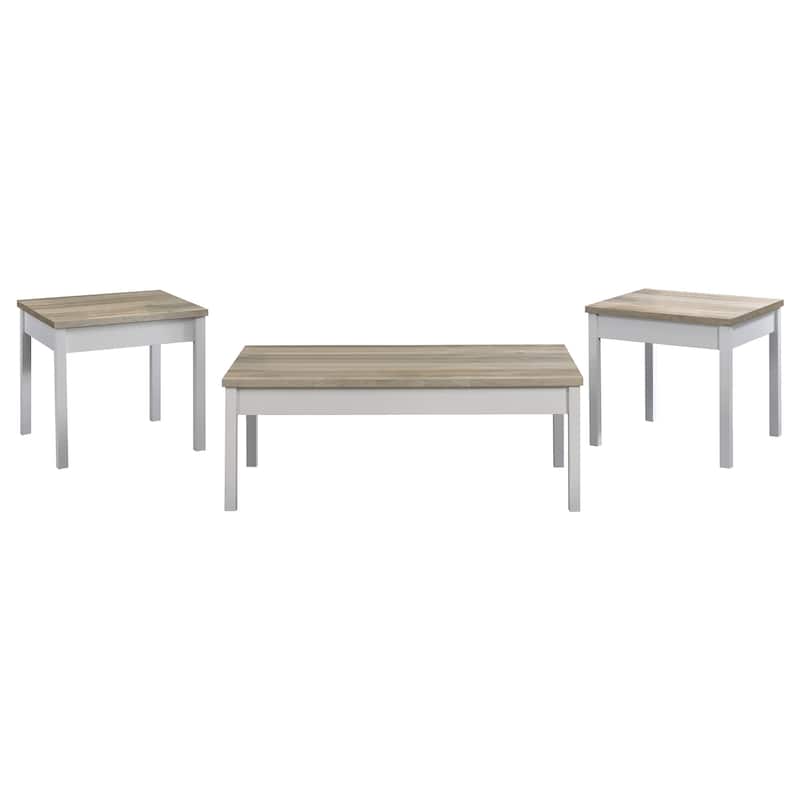 Stacie 3-piece Coffee Table Set Distressed Pine and White - Wood - Distressed Pine