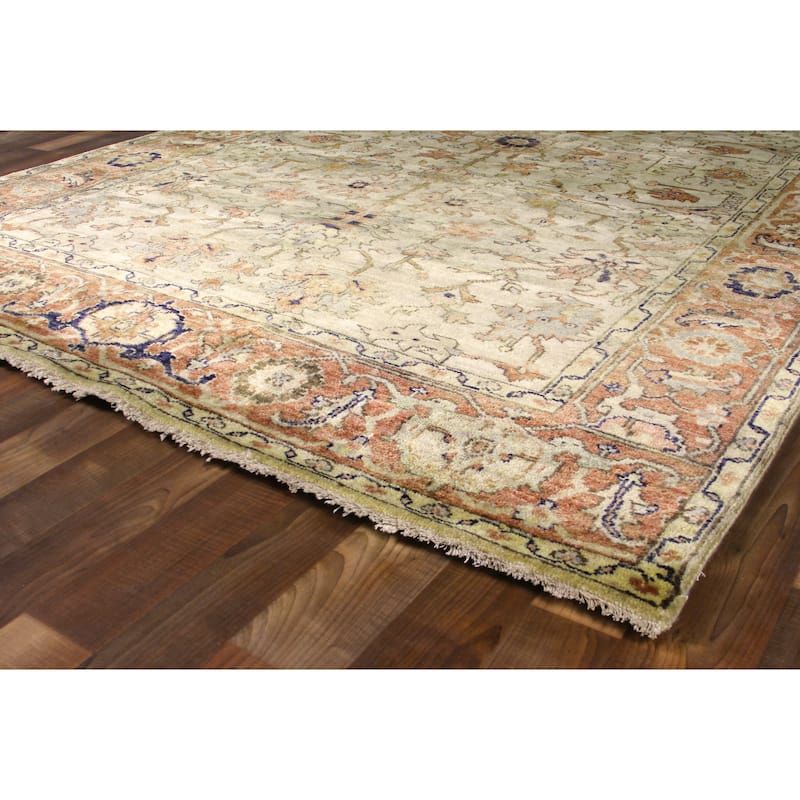 EXQUISITE RUGS Antique Weave Serapi Hand-knotted New Zealand Wool Ivory/Rust Area Rug.