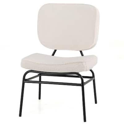 Sherpa Upholstered Accent Chair with Arched Backrest and Plush Cushion for Living Room Bedroom Reading Nook - 21.5" x 22" x 34"