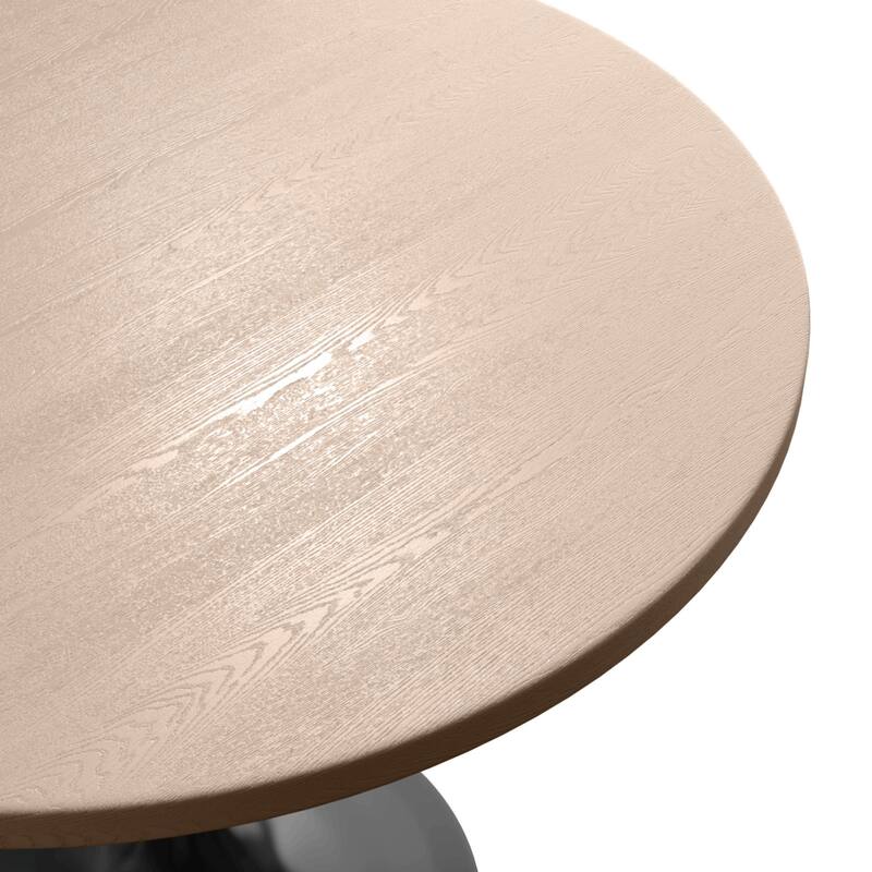 LeisureMod Verve 36" Round Dining Table with MDF Wood TableTop and Black Steel Base for Kitchen & Dining Room