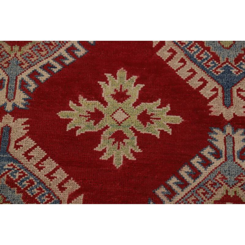 Hand Knotted Oriental 100% Wool Carpet Traditional Geometric Red Kazak Area Rug - 12' 10'' X 9' 6''