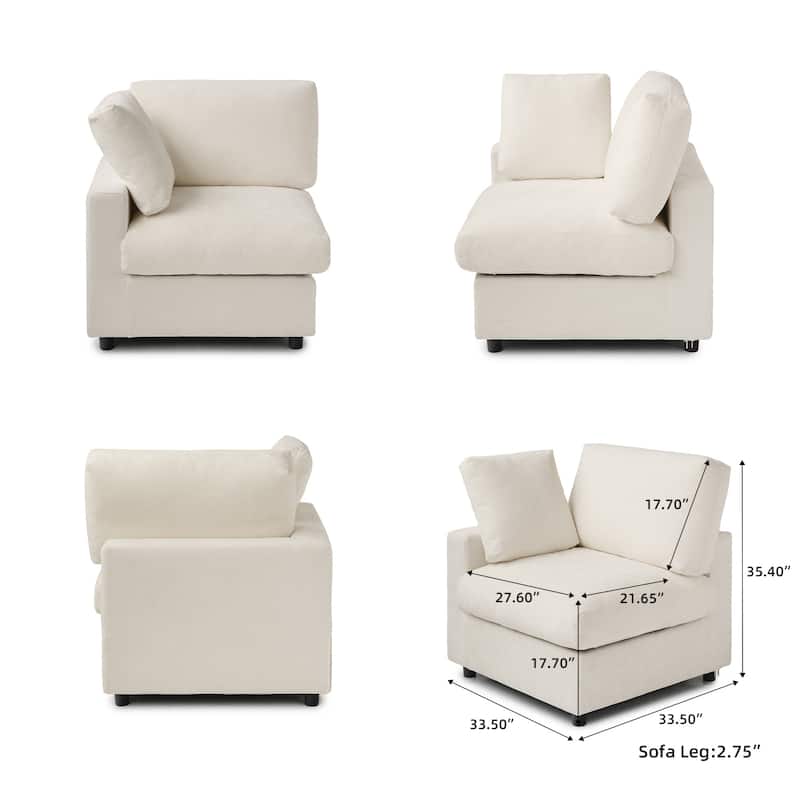 100.5'' V-shape Cloud Corner Sectional Sofa Chenille 5-Piece Modular Couch for Living Room Set