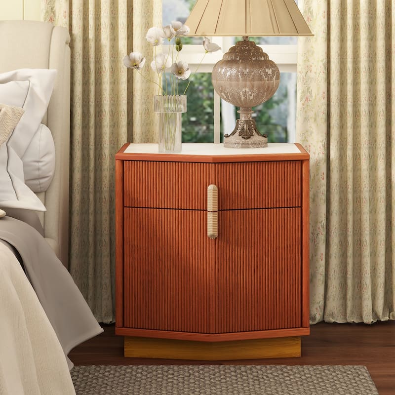Christopher Knight Home - Silvio Nightstand with Manufactured Wood and Prism Silhouette - Dark Brown