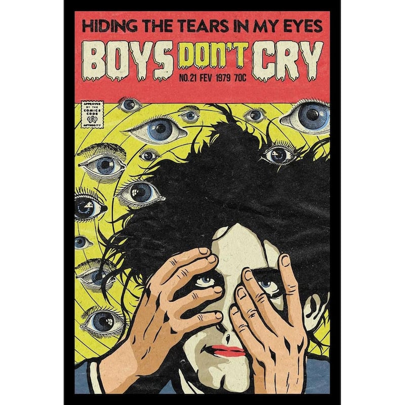 Cure Comic Boys Don't Cry Hiding The Tears Framed Poster - 24 x 36 Inch