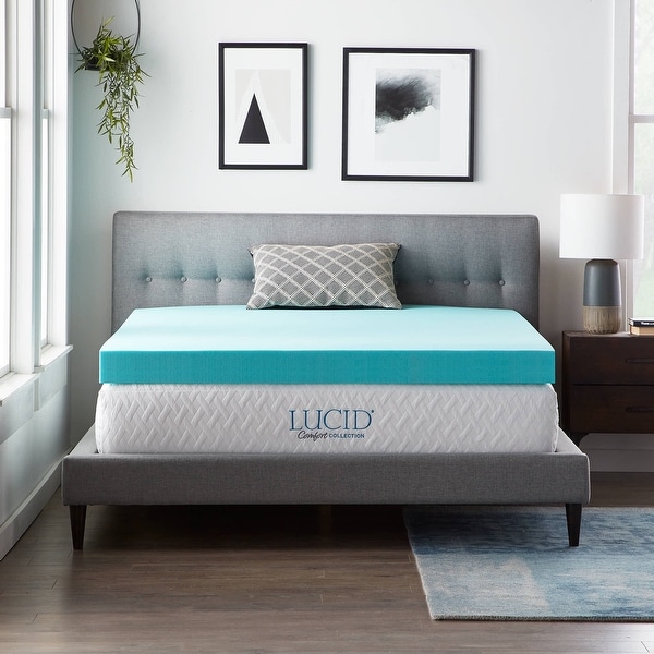 Lucid Comfort Collection 4 Inch Gel and Aloe Memory Foam Topper. Opens flyout.