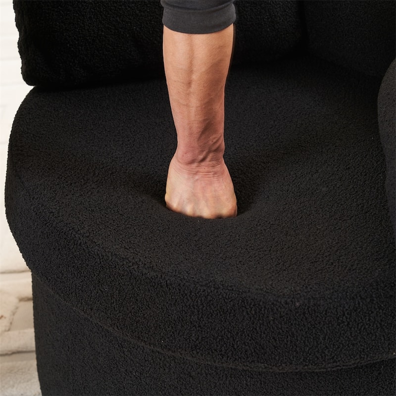 Teddy Fabric Swivel And Storage Chair With Back Cushion