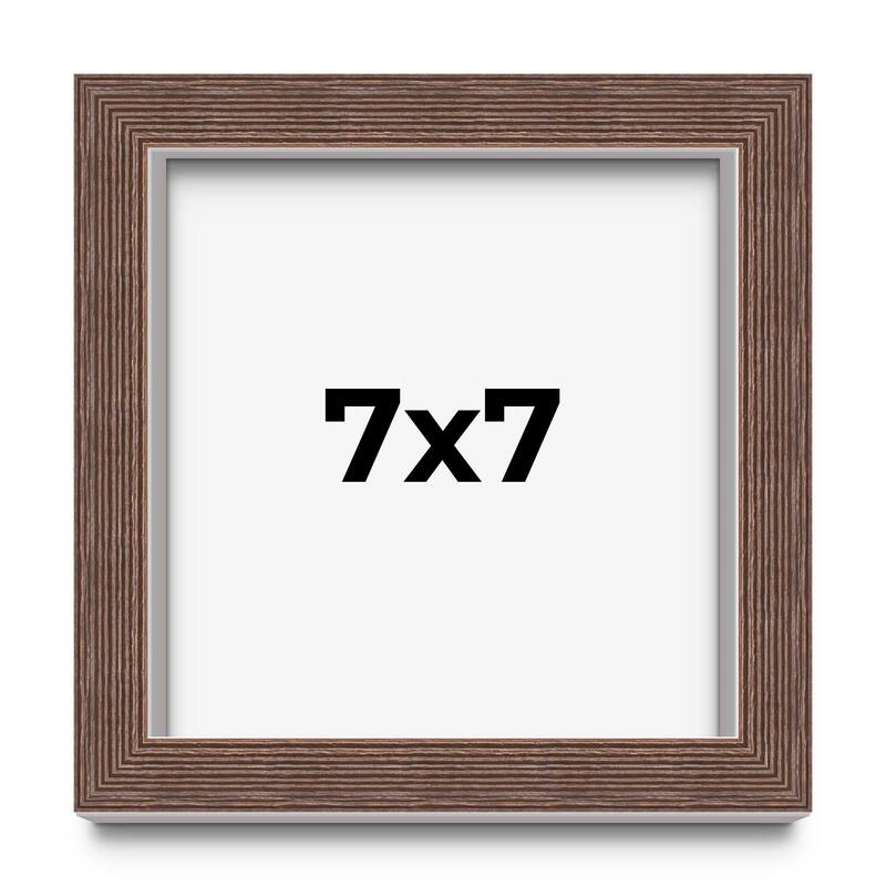 7x7 Shadow Box Frame Brown | 1.125 inches Deep Real Wood Rustic