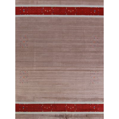 Hand Knotted Oriental 100% Wool Carpet Tribal Tribal Brown Gabbeh Area Rug - 9' 11'' X 7' 9''
