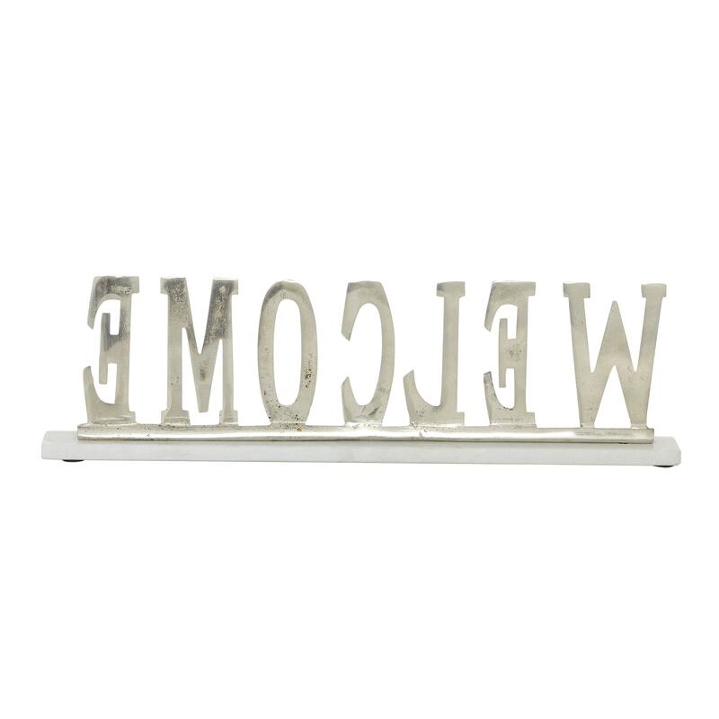 Silver Aluminum Traditional Decorative Sign 6x21x2 In - 21 x 2 x 6