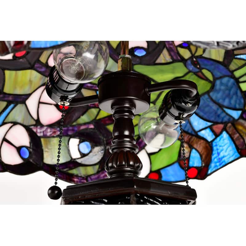 Tiffany-style Peacock Lantern Table Lamp