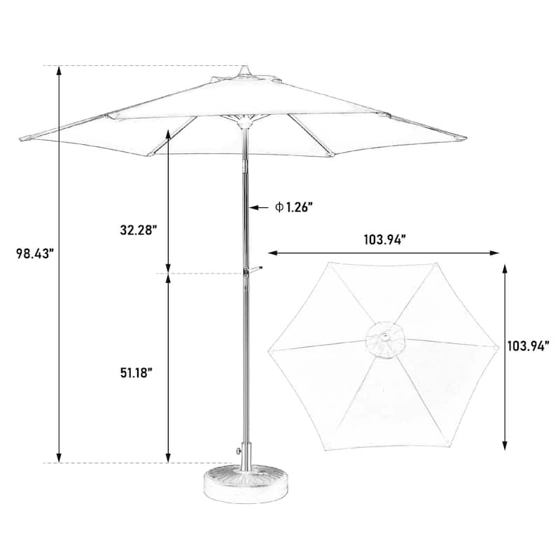 9ft Outdoor Market Umbrella with Push-Button Tilt and Crank